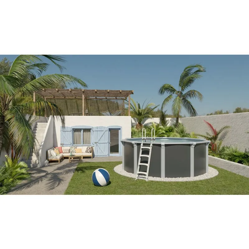 Piscina fuori terra in metallo antracite 4,90 x 1,32 m - pi9710 - trigano jardin