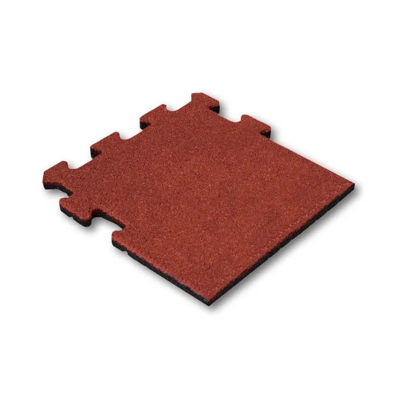 Piastrella di gomma 50 mm - 50 x 50 cm - Rosso - Sistema di puzzle - Pezzo laterale