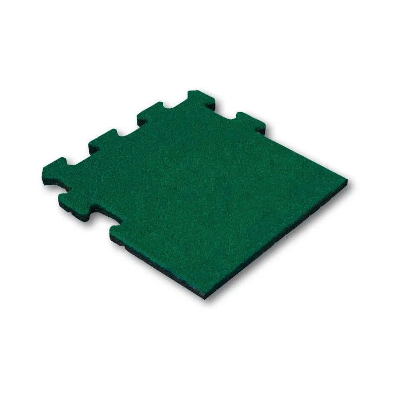 Piastrella di gomma 50 mm - 50 x 50 cm - Verde - Sistema di puzzle - Pezzo laterale