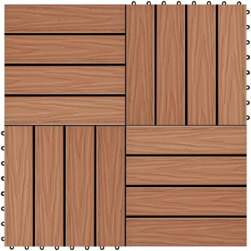 Piastrelle 11 pz Goffrature wpc 30x30 cm 1 mq Marrone Chiaro