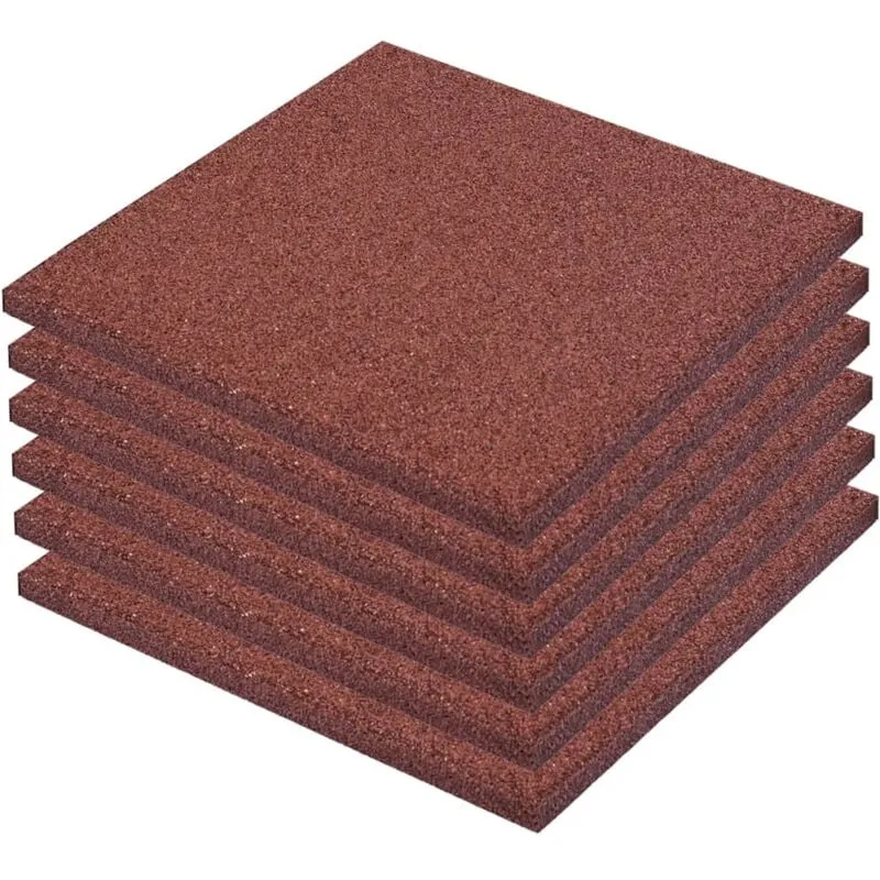 Piastrelle Anticaduta 6 pz in Gomma 50x50x3 cm Rosso Vidaxl Rosso