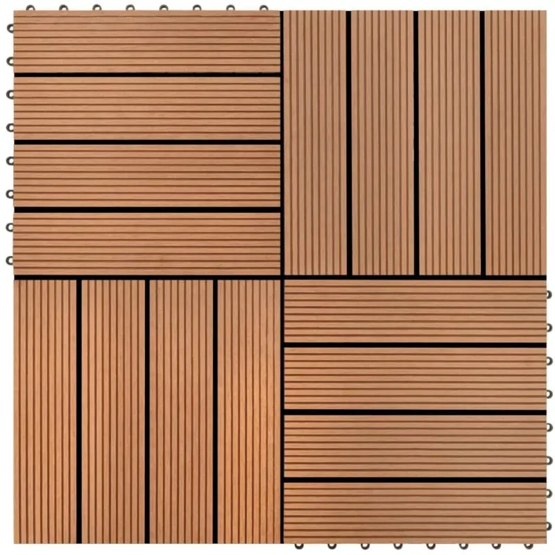 Piastrelle per Decking 22 pz 30x30cm 2mq in wpc Marrone