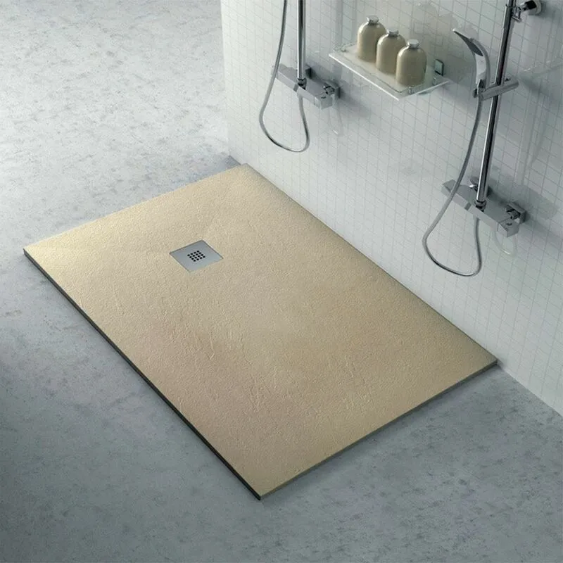 Inbagno - Piatto doccia 70x100 filo pavimento Karen in resina pietra tortora