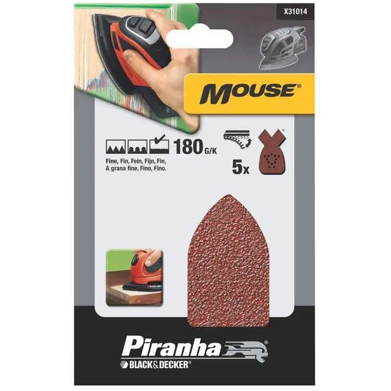 Carta Abrasiva per levigatrice Mouse Grana 180 Black and Decker