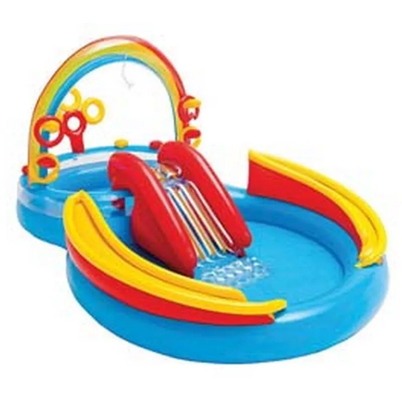 Piscina gonfiabile ovale 'gioco acqua scivolo' +2 anni - CM.297X193X135H. - peso KG.7,80 (57453)