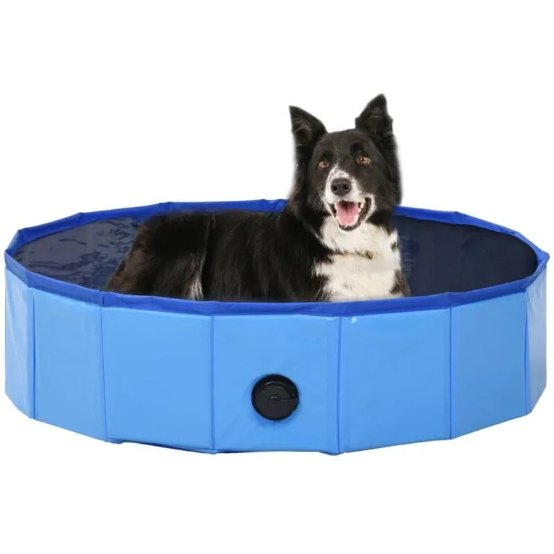 vidaXL Piscina per Cani Pieghevole Blu 80x20 cm in PVC