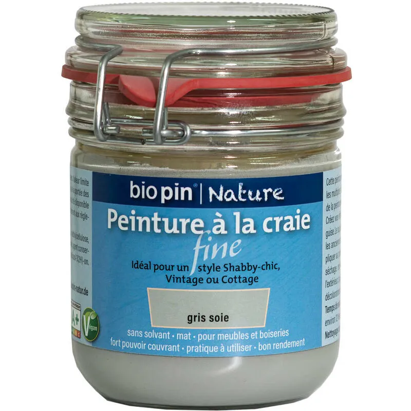 Biopin Nature - Pittura a gesso naturale 0,325 l - Grigio seta