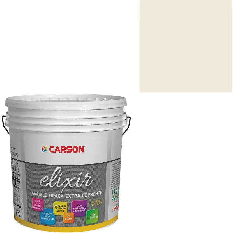 Pittura lavabile extra coprente Idropittura Murale Interni Esterni Carson Elixir Colore s 0603-Y20R - Lattaggio 14 lt