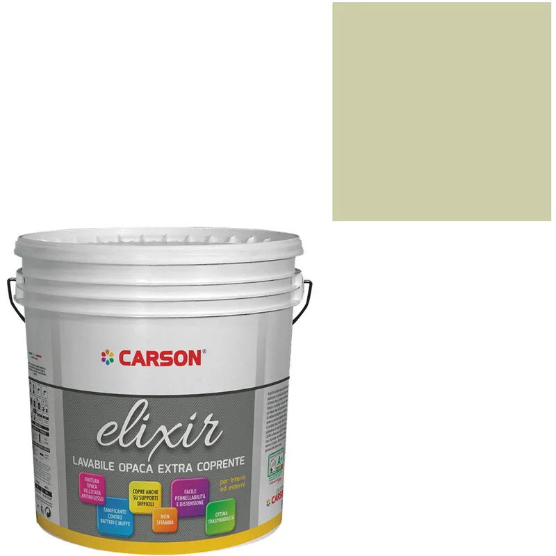 Pittura lavabile extra coprente Idropittura Murale Interni Esterni Carson Elixir Colore s 1515-G60Y - Lattaggio 14 lt