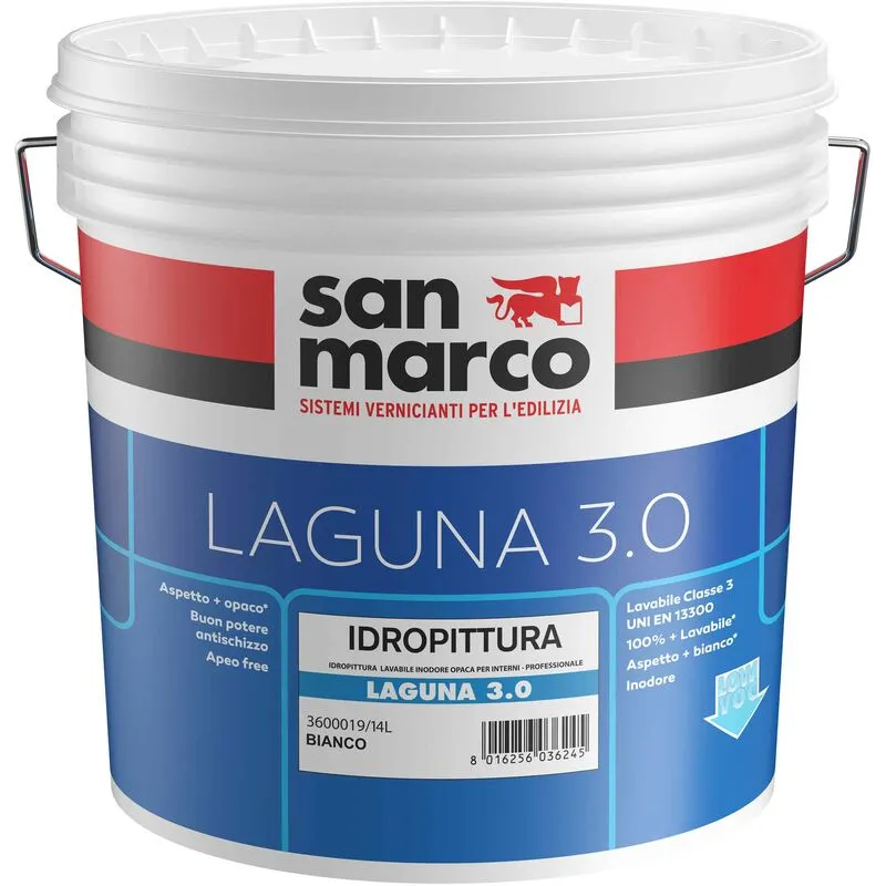 Pittura lavabile laguna 3.0 bianco lt.14