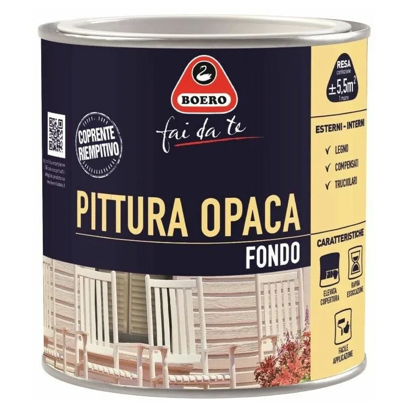 Boero - Pittura Opaca di Fondo Legno Riempitiva Sottosmalto Interni Bianco 775 Formato: 2 l