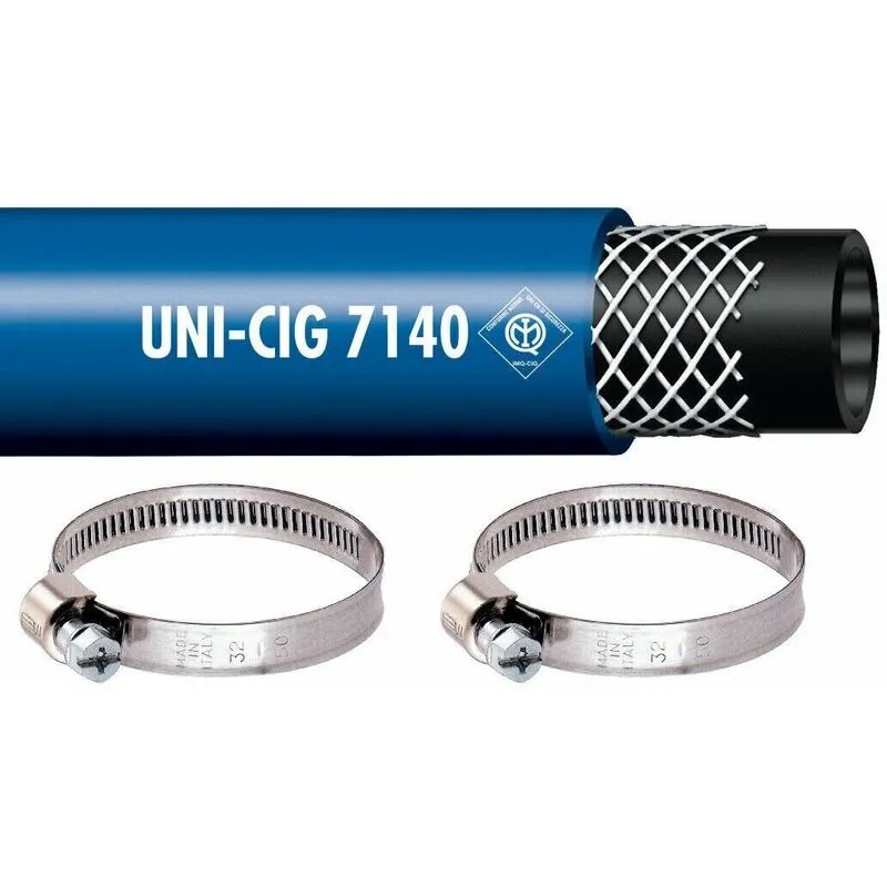 Tubo per gas 2 mt con fascette 8x13,3 mm 10 bar norma uni-cig 7140 Omologato imq