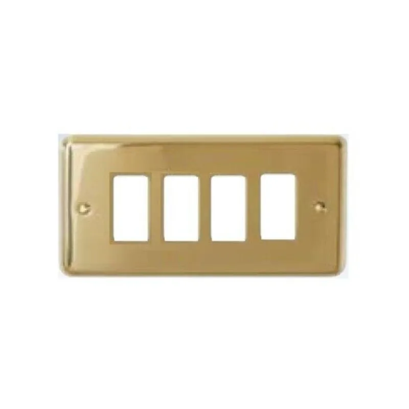 Placca  4 moduli ottone lucido - 5004