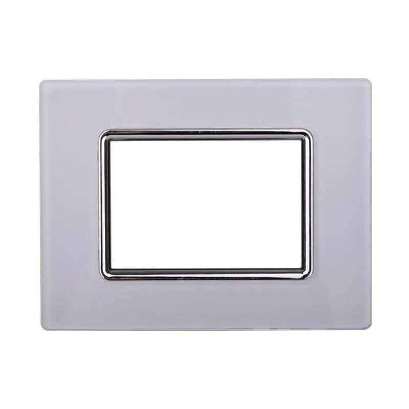 Placca In Vetro Bianco Compatibile Con Bticino Living Light 3 Posti