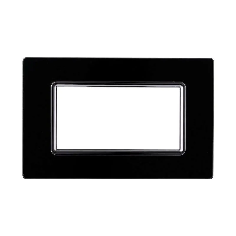 Placca In Vetro Nero Compatibile Con Bticino Living Light 4 Posti