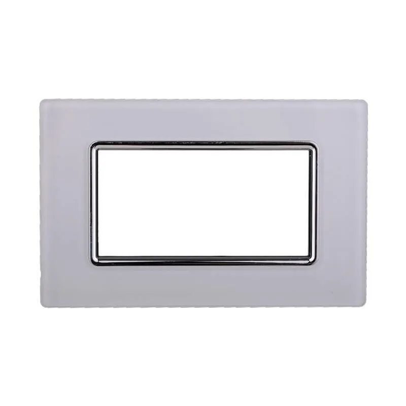 Placca In Vetro Bianco Compatibile Con Bticino Living Light 4 Posti