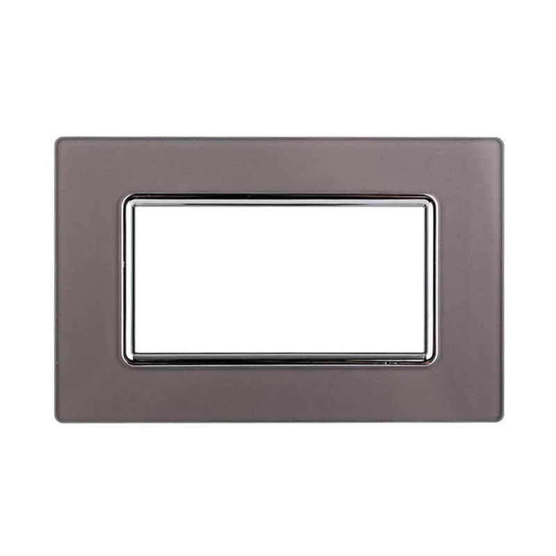 Placca In Vetro Silver Compatibile Con Bticino Living Light 4 Posti