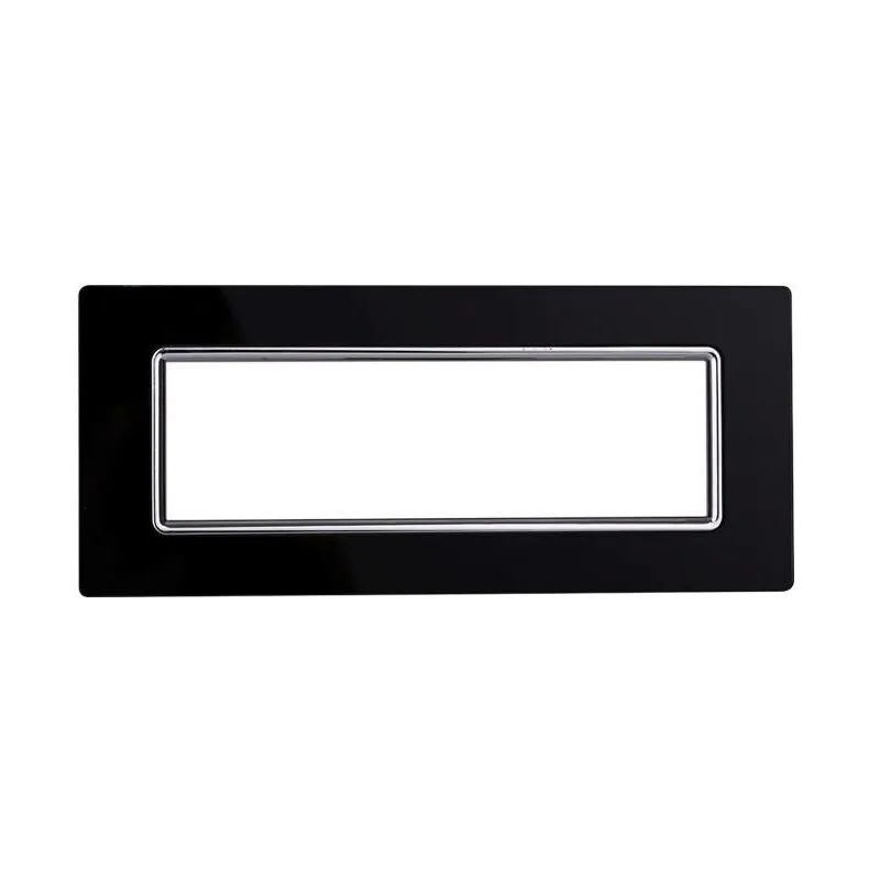 Placca In Vetro Nero Compatibile Con Bticino Living Light 7 Posti