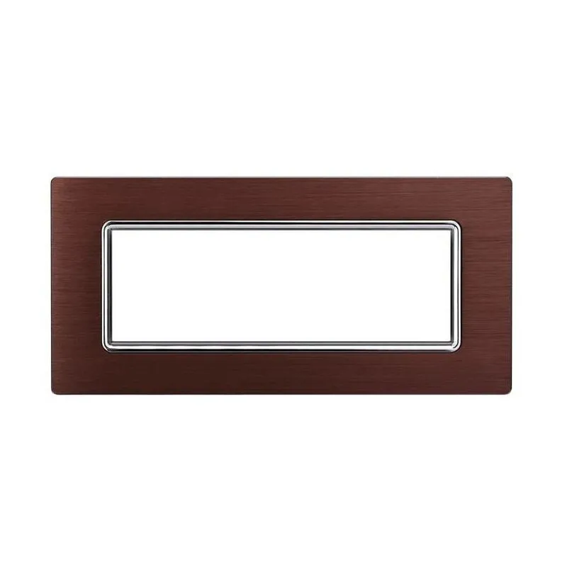 Placca Metallo Bronzo In Alluminio Compatibile Con Bticino Living Light 7 Posti