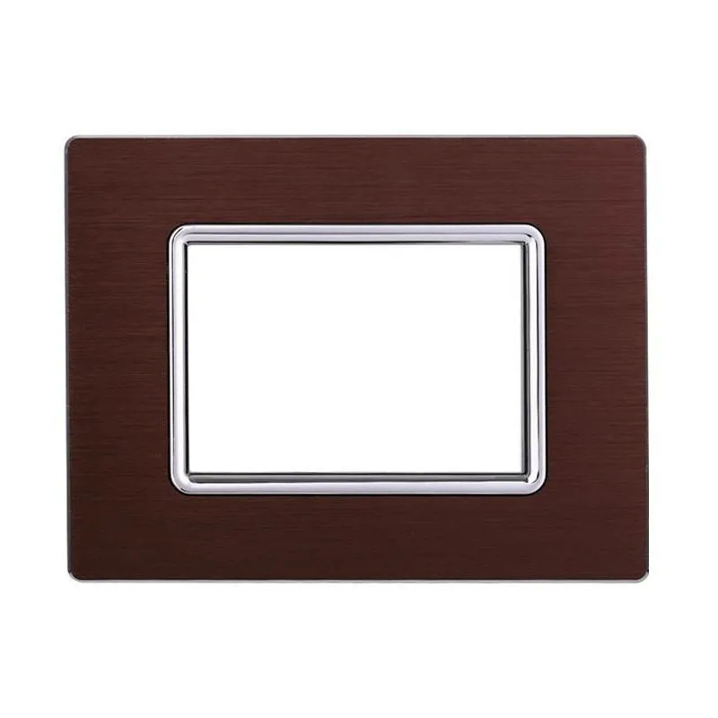 Placca Metallo Bronzo In Alluminio Compatibile Con Bticino Living Light 3 Posti