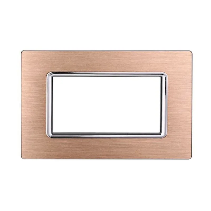 Placca Metallo Oro In Alluminio Compatibile Con Bticino Living Light 4 Posti