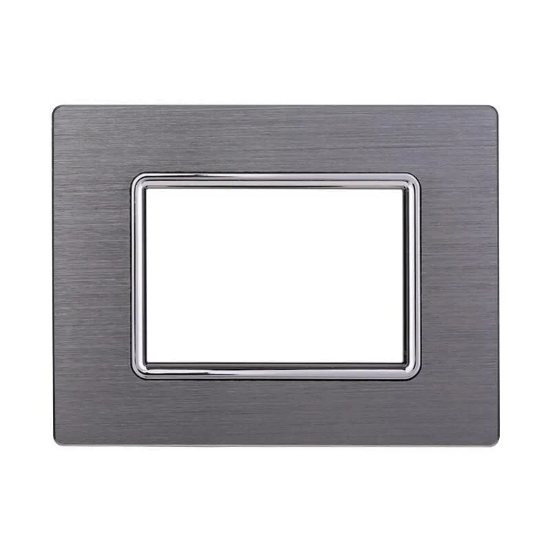 Placca Metallo Silver In Alluminio Compatibile Con Bticino Living Light 3 Posti