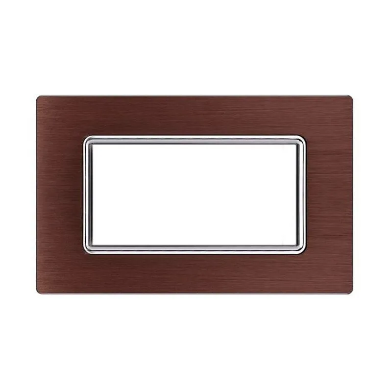 Placca Metallo Bronzo In Alluminio Compatibile Con Bticino Living Light 4 Posti