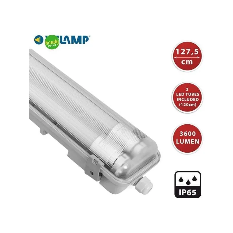 Plafoniera Velamp Stagna 2 Tubi 9W 4000K IP65