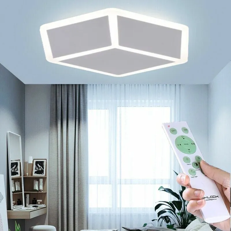 Partenopeaâ ® - Plafoniera lampadario luce da soffitto moderna a led 37w forma cubo 3D Bluetooth cambia 3 luci dimmerabile