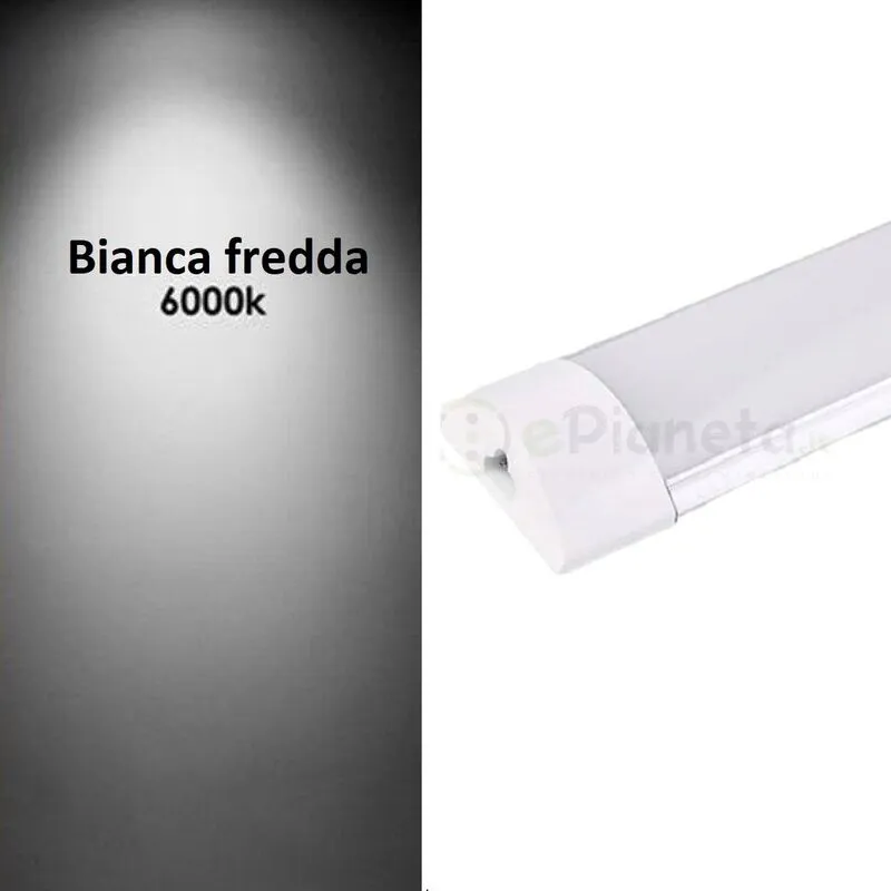 Plafoniera led 50w 120cm collegabile in serie barra prolungabile lineare sottopensile rettangolare luce bianco naturale Bianco freddo