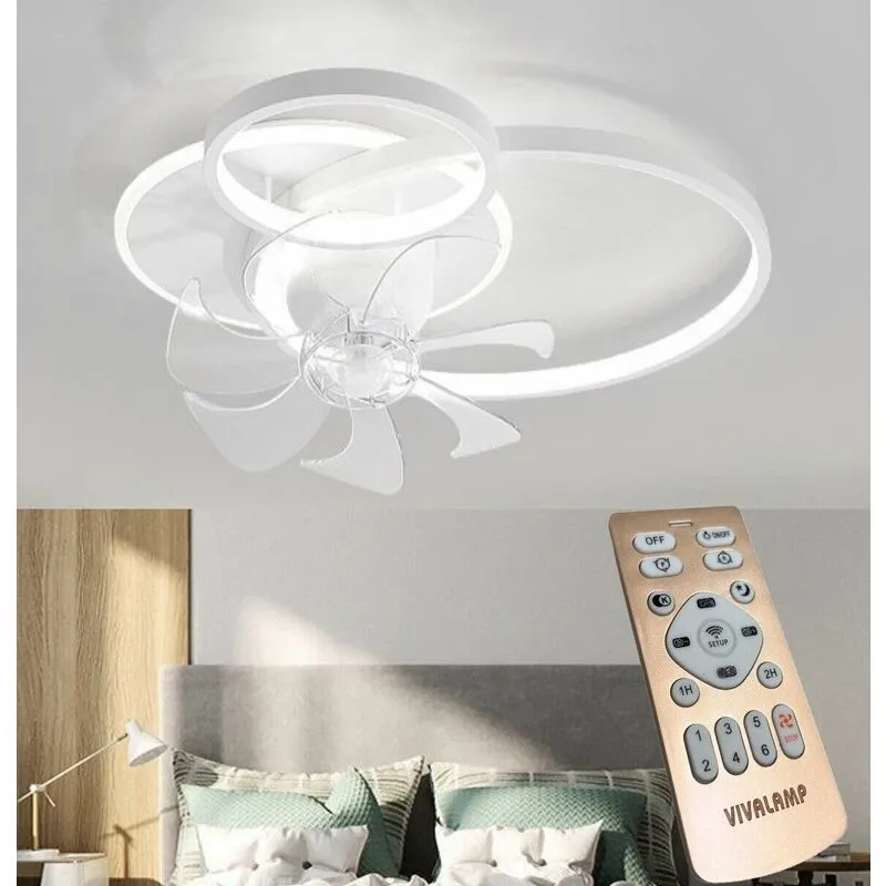 Vivalamp - Plafoniera moderna a led con ventilatore da soffitto cambia 3 luci telecomando dimmerabile ed orientabile