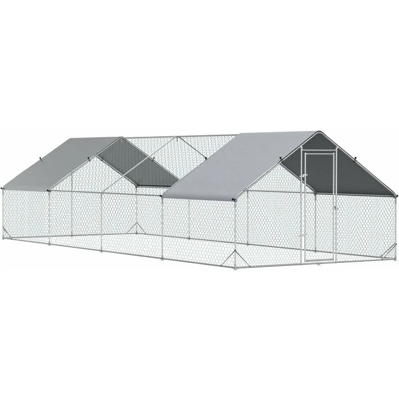 Giordanoshop - Pollaio Gabbia per Galline da Esterno 3x8x2m Telaio Zincato Argento