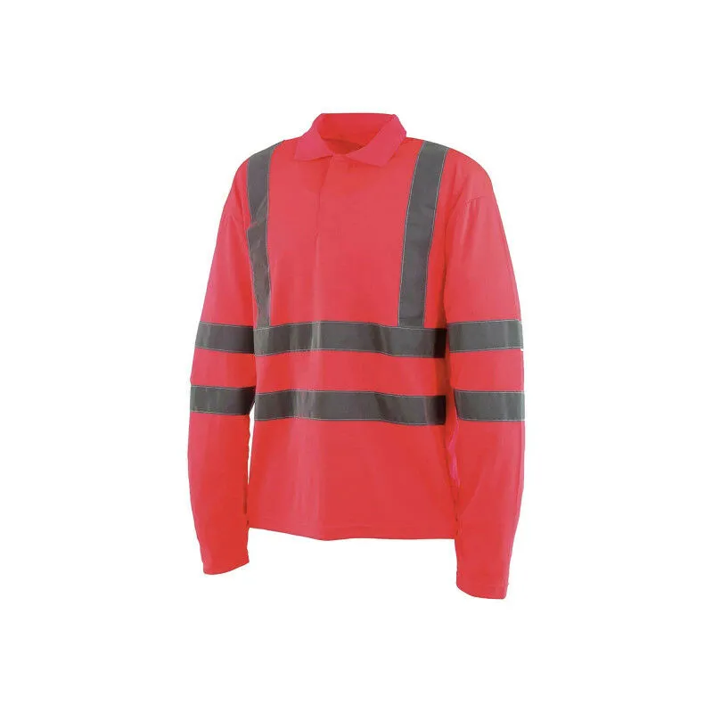 Cepovett - Polo alta visibilità - Maniche lunghe - Rosso fluorescente - m - Rouge