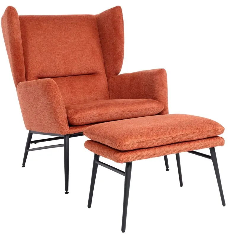  - non utilizzato] Poltrona relax elegante 259 con poggiapiedi Lounge tessuto arancione - orange