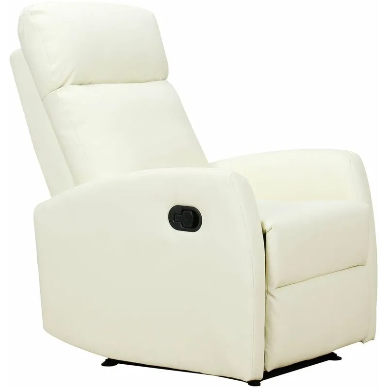 Poltrona Relax Reclinabile Ergonomica in Similpelle 65x92x100 cm Crema