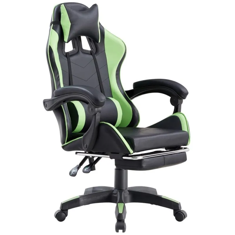 We Home - Sedia gaming ergonomica poltrona racing girevole ecopelle verde e nera