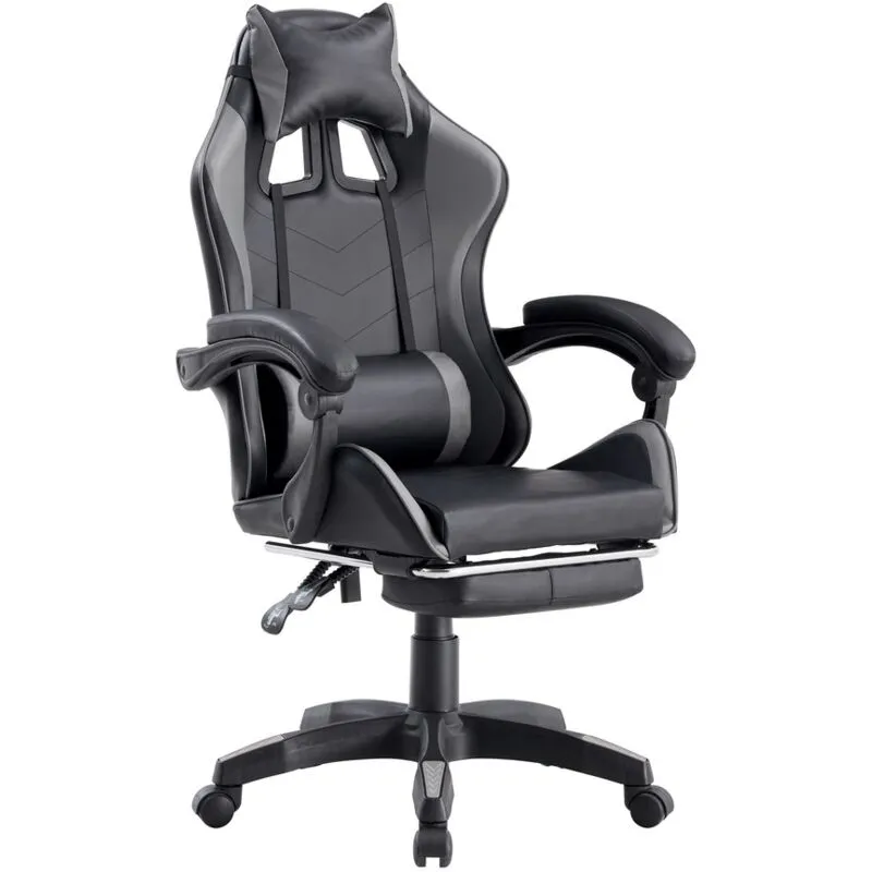 We Home - Sedia gaming ufficio poltrona racing ergonomica girevole grigia e nera