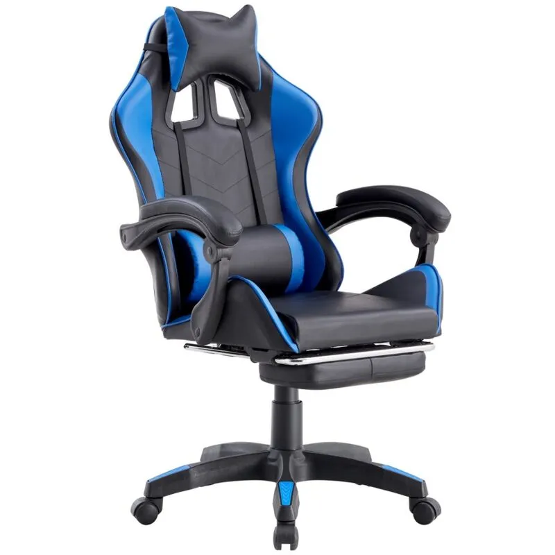 We Home - Poltrona sedia gaming blu e nera ergonomica con schienale reclinabile