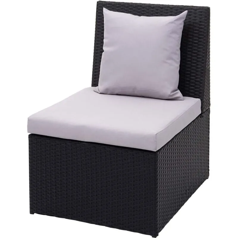 Poltrona sof� esterno giardino  876 acciaio polyrattan nero cuscini grigio chiaro - black