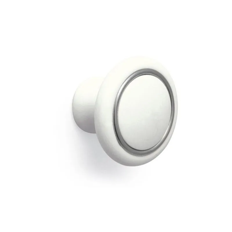 Sicashop - Pomello Bagno Ring tondo Laccato Bianco con Anello cromato lucido 35 x 26 mm in pvc