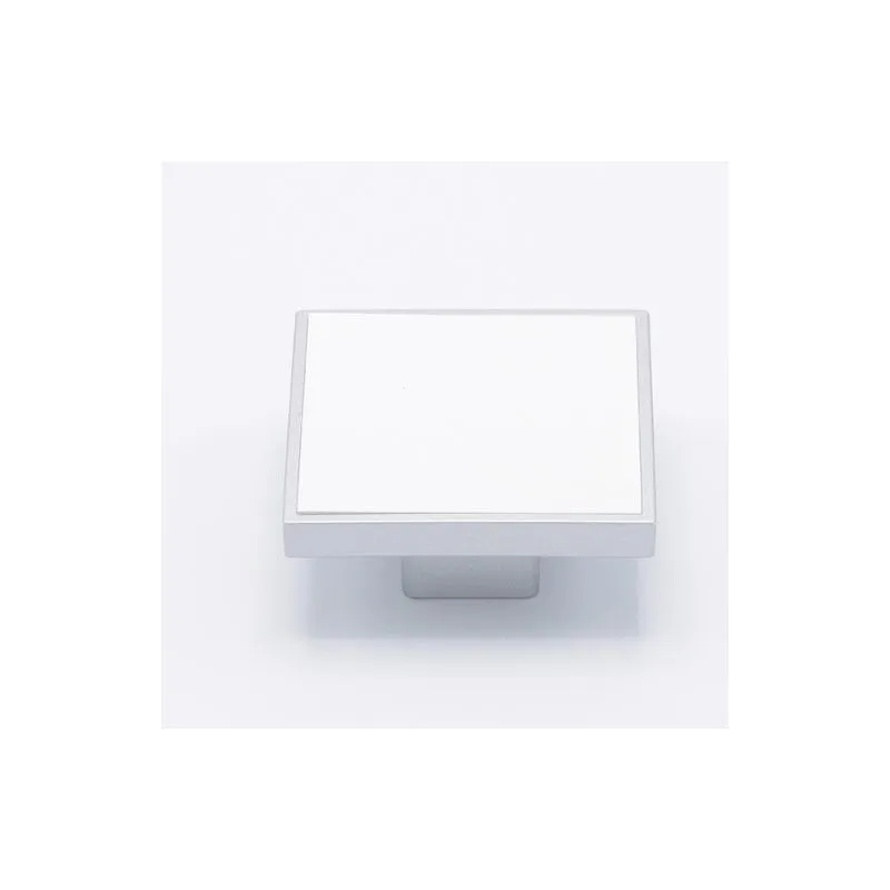 Sicashop - Pomello Quadrato vetro satinato laccato bianco 65 x 65 mm in Pvc