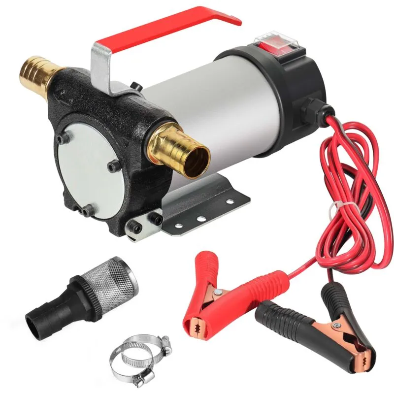 WilTec Pompa autoadescante per diesel gasolio 12 v 150 w 40 l/min Pompa di trasferimento - Rot