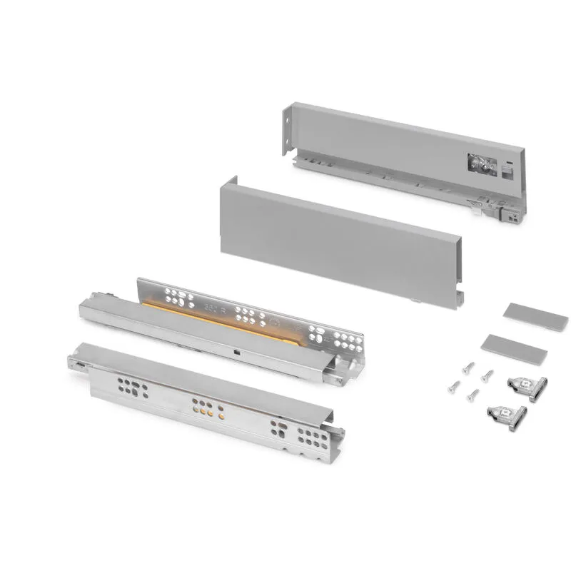 Cassetto esterno Vertex 40kg altezza 93mm, profondità 350mm, Acciaio, Grigio verniciato - Emuca