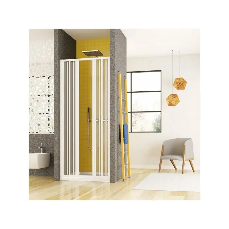 Porta doccia a soffietto, ingresso centrale pvc bianco h185cm Platra Takira Bianco,70 cm