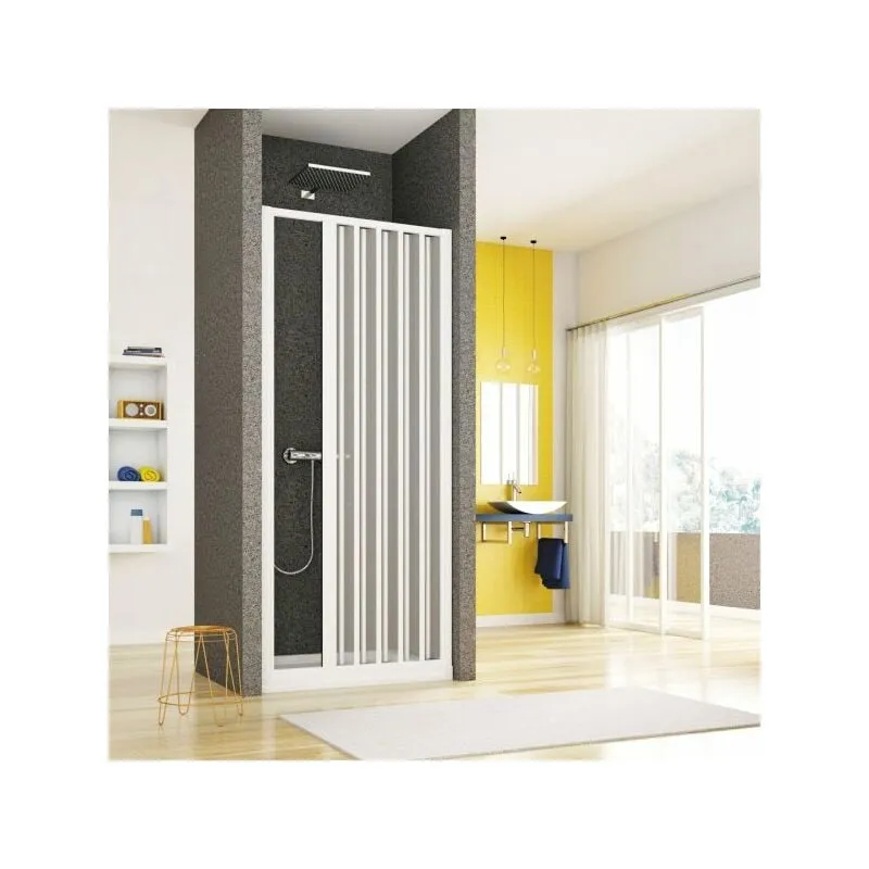 Porta doccia a soffietto, ingresso laterale pvc bianco h185cm Platra Takira Bianco,90 cm