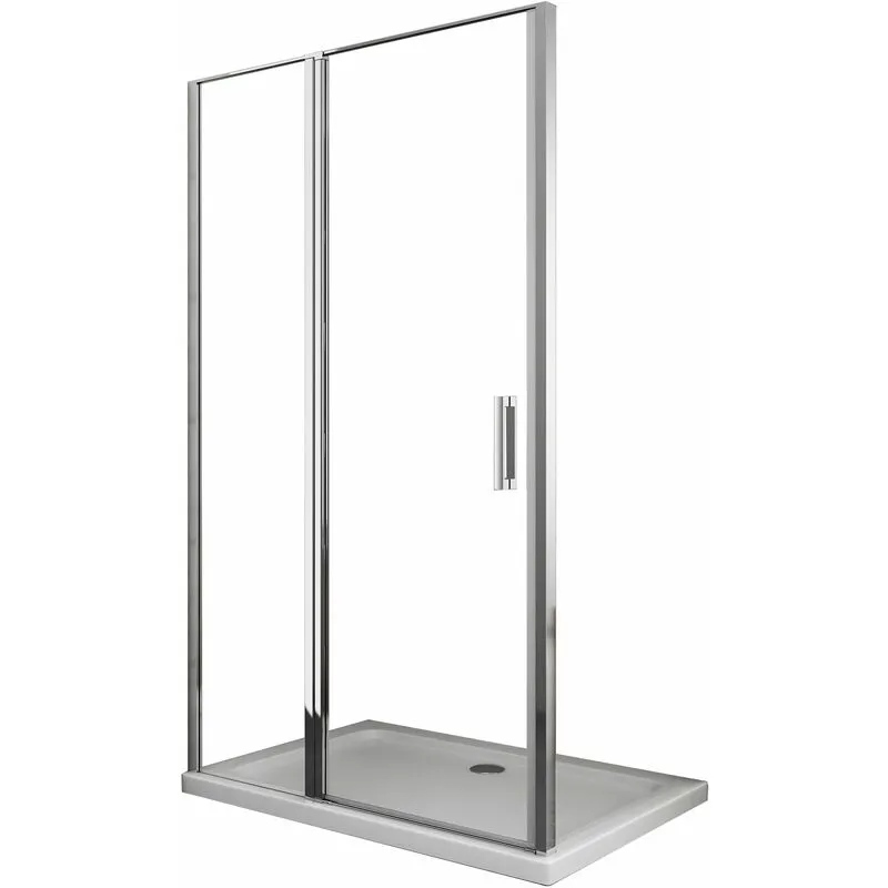 Porta doccia vetro 6 mm apertura battente con fisso in linea Altezza 190 regolabile 97-100