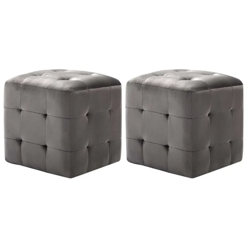 Pouf 2 pz Grigio 30x30x30 cm in Velluto - Vidaxl