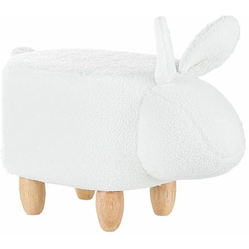 Beliani - Sgabello Bambini Forma Coniglio Poliestere Bianco Imbottito Gambe Legno Bunny