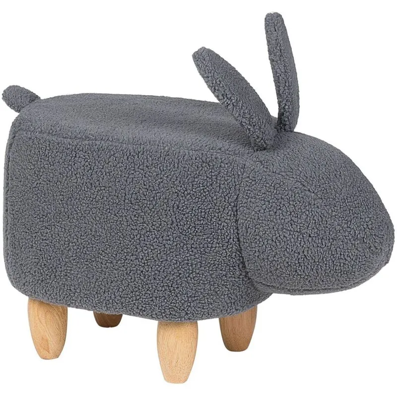 Beliani - Sgabello Bambini Forma Coniglio Poliestere Grigio Imbottito Gambe Legno Bunny