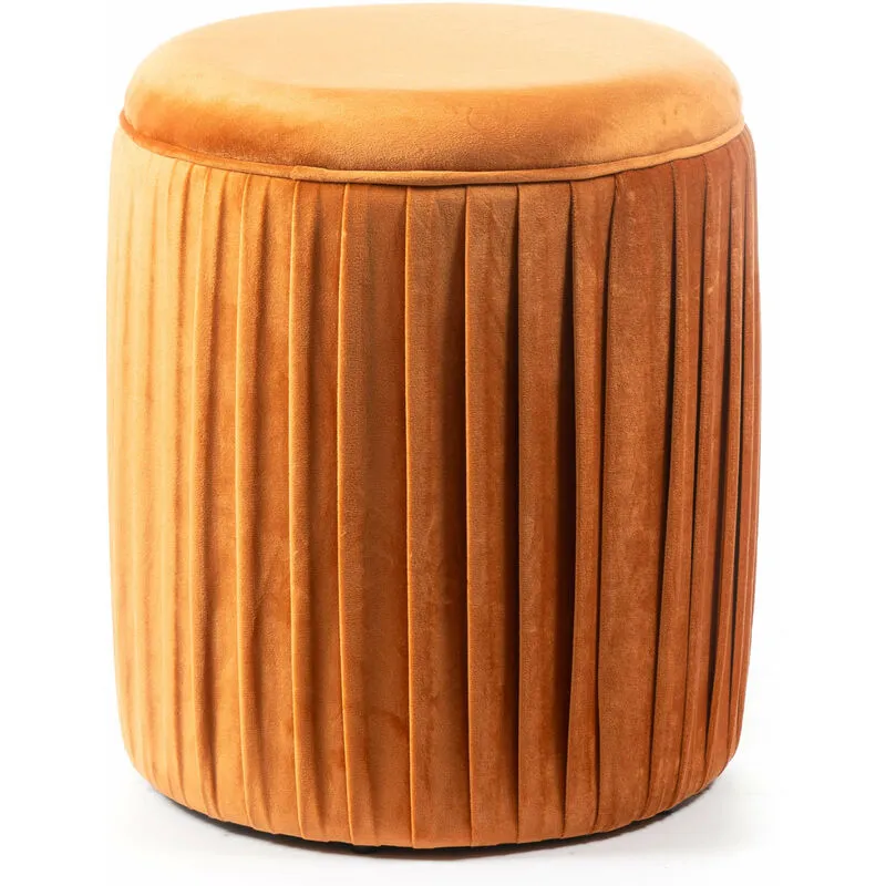 Giordanoshop - Pouf Imbottito Ø35x40 cm in Velluto Arancione